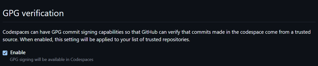GPG verification for Github Codespaces